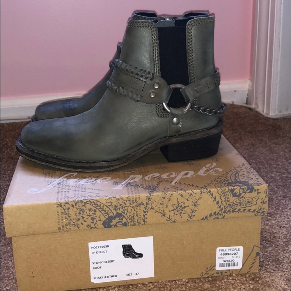 Free People Leather Stony Desert Ankle Boots - Size 37